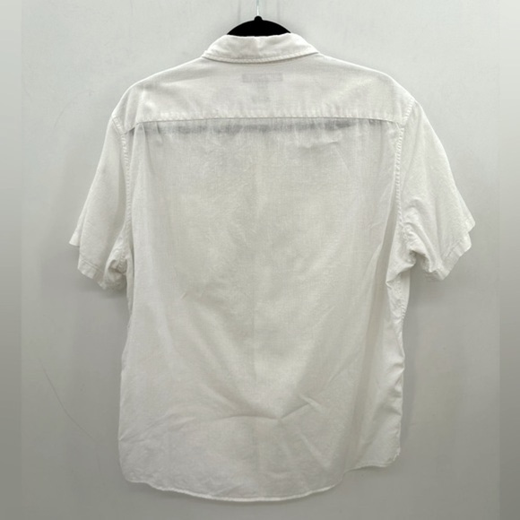 MICHEAL KORS classic fit men’s linen blend white short sleeve top. LARGE - Picture 2 of 9